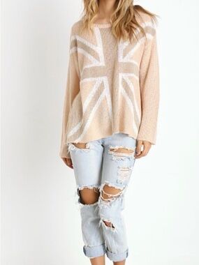Wildfox Save The Queen Roadie Brown Egg Sweater